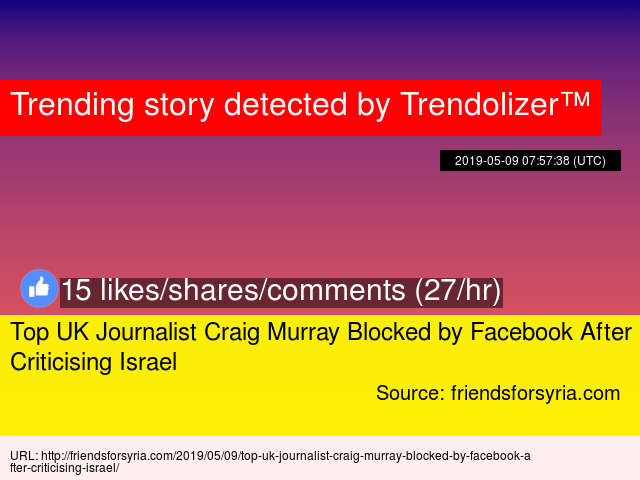 Top UK Journalist Craig Murray Blocked by Facebook After Criticising